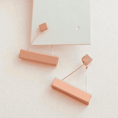 1- Bohemian Style Rose Gold Plated Earrings - Geometric Metal Earrings