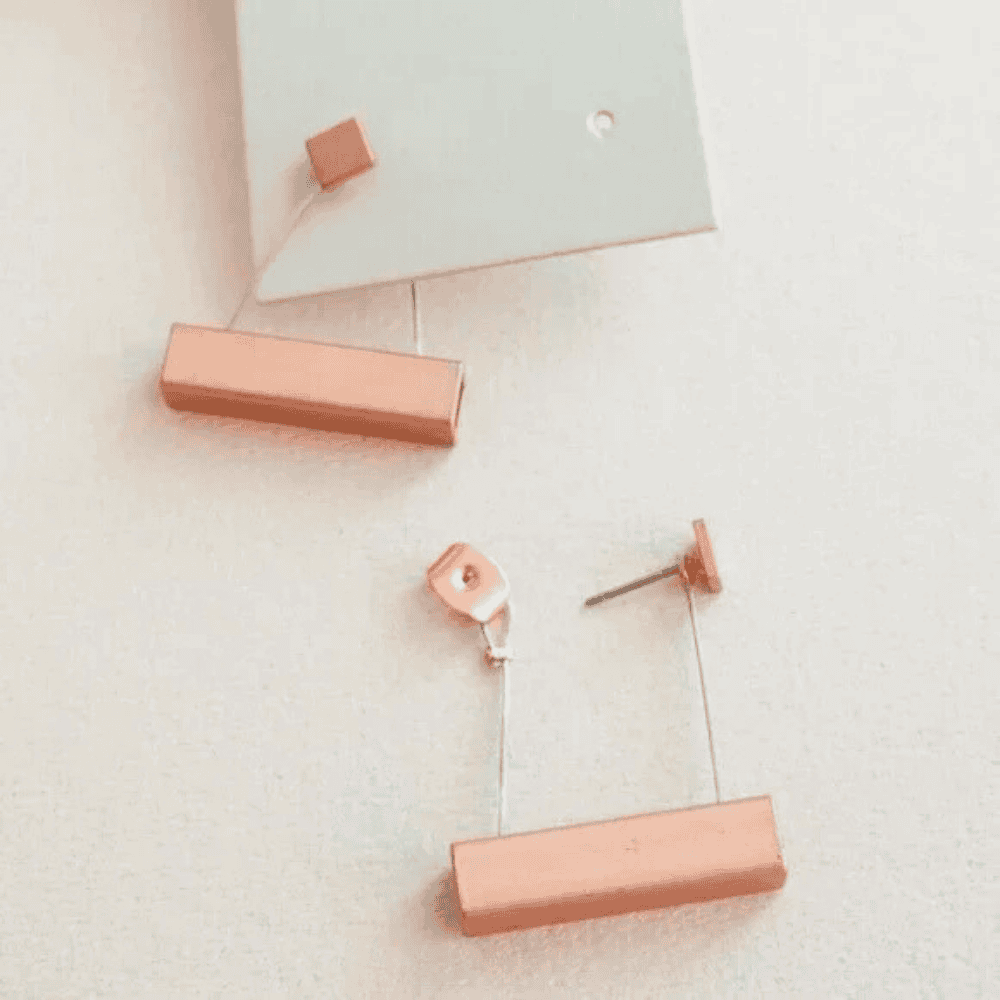 1- Bohemian Style Rose Gold Plated Earrings - Geometric Metal Earrings