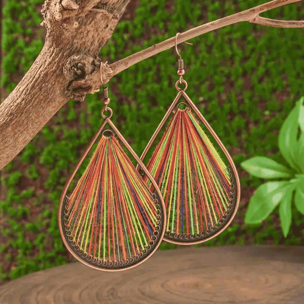 Premium  Handcrafted - Boho Earrings for Women - Threader Earrings (Teardrop)