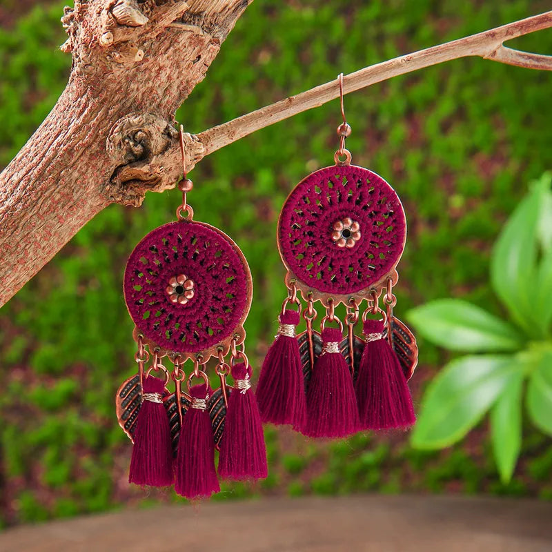 1- Boho Crochet Chandelier Earrings - Tassel Earrings
