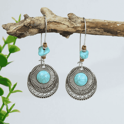 Turquoise Earrings Oxidised - Style 12