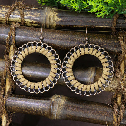 1- Boho Oxidized Round Earrings - Handmade Twisted Earrings