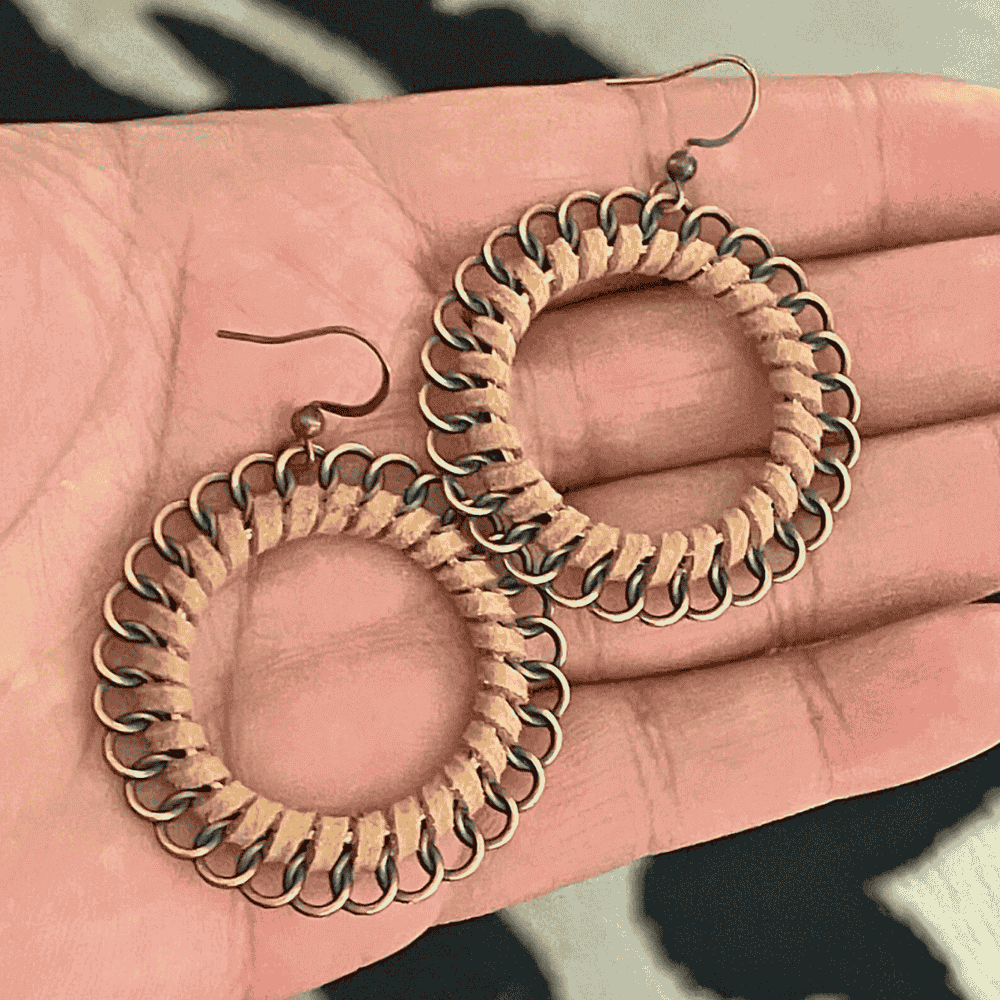 1- Boho Oxidized Round Earrings - Handmade Twisted Earrings