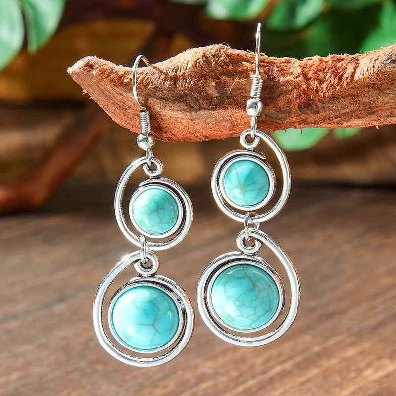 Turquoise Earrings Oxidised - Style 11