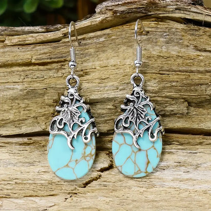 Turquoise Earrings Oxidised - Style 23
