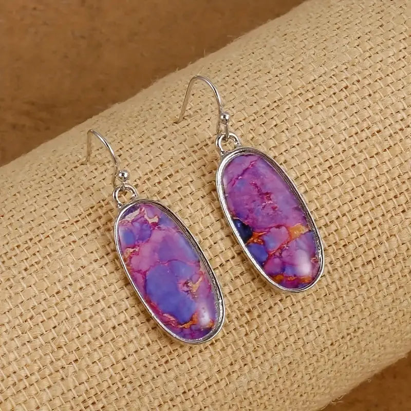 Purple Western Style Drop Earrings - Handmade Polymer clay Earrings