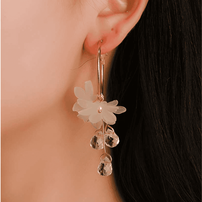 Korean Earrings-Pink Flower Earrings