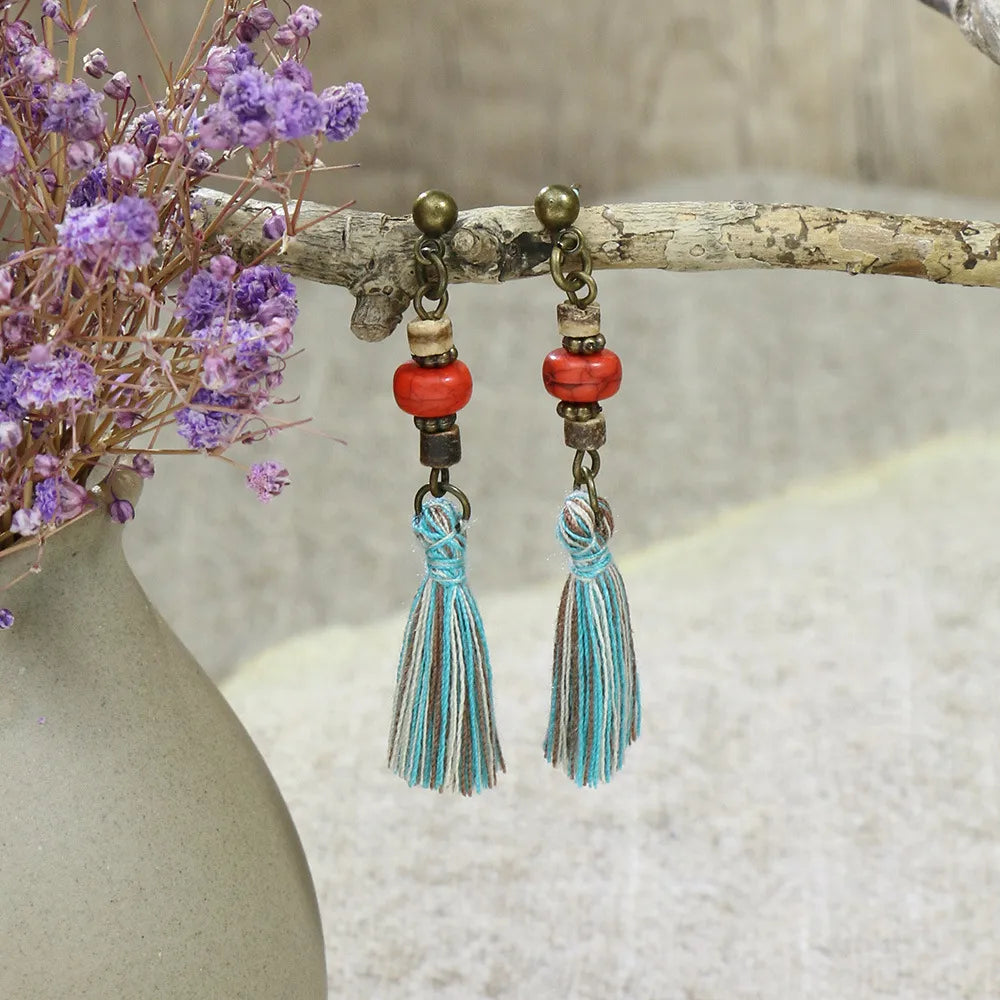 1- Boho Beaded Tassel Earrings - Bohemian Earrings for Women