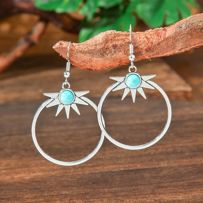 Turquoise Earrings Oxidised - Style 21