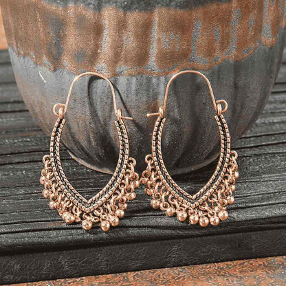 Oxidised Gold Jingle Boho Earrings - Ethnic Drop earrings