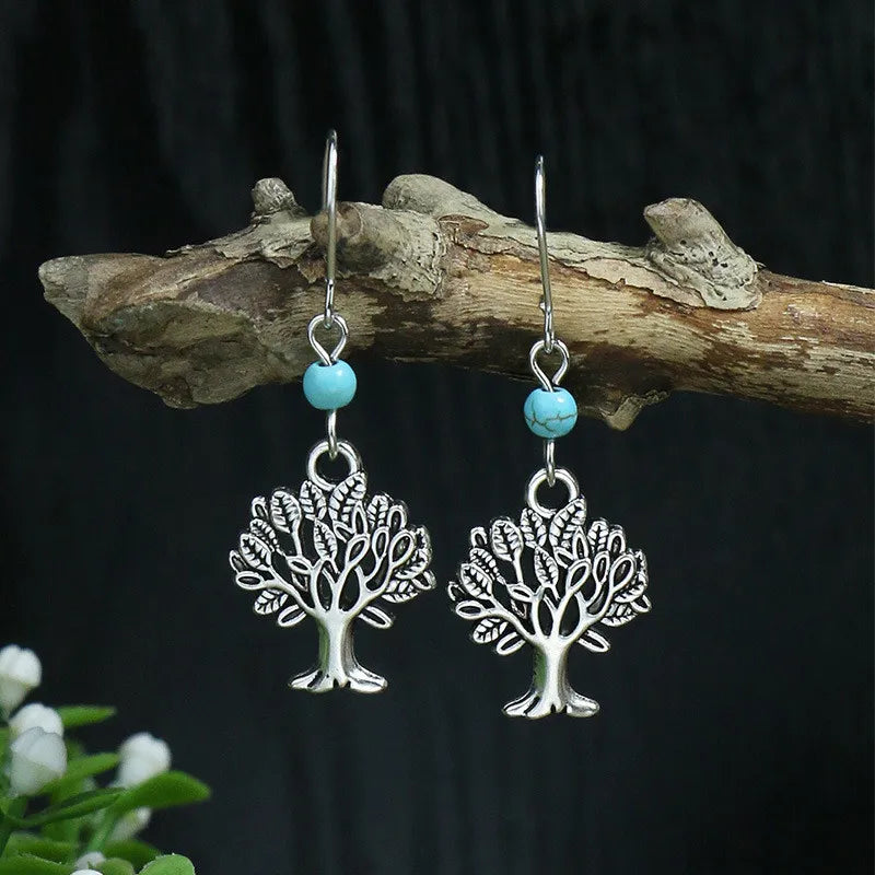 1-Tree of Life Turquoise Dangle Earrings – Minimalist Jewelry