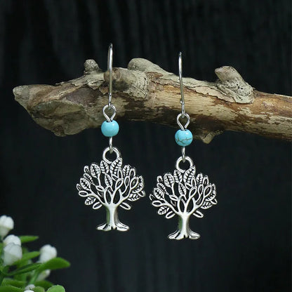 1-Tree of Life Turquoise Dangle Earrings – Minimalist Jewelry