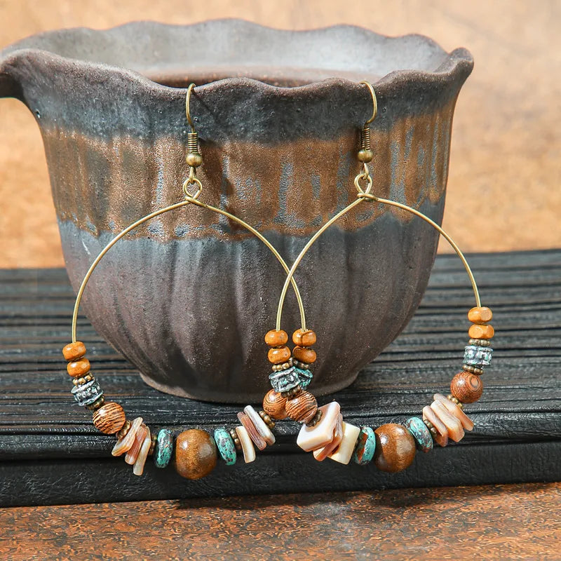 Premium - African Hoop Earrings - Boho Fusion Beaded Earrings