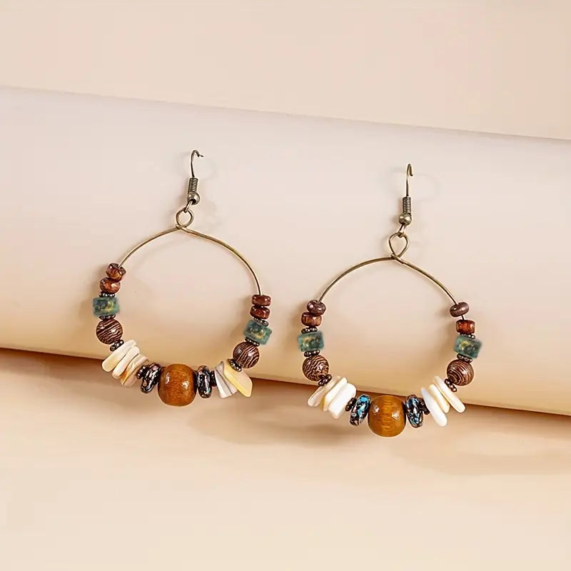 Premium - African Hoop Earrings - Boho Fusion Beaded Earrings