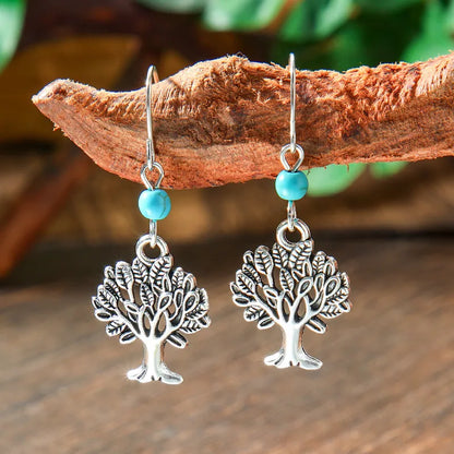 1-Tree of Life Turquoise Dangle Earrings – Minimalist Jewelry