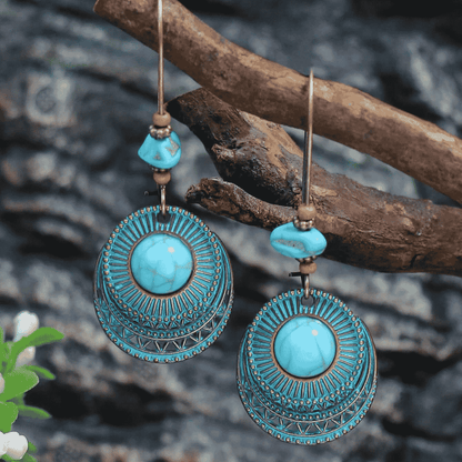 Turquoise Earrings Oxidised - Style 5