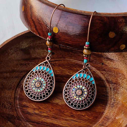 Ethnic Blue - Drop Earrings - Dangle Earring (Round)