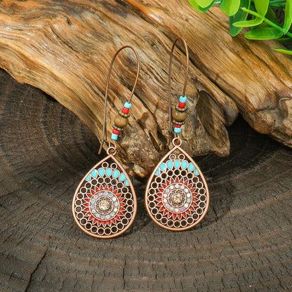 Ethnic Blue - Drop Earrings - Dangle Earring (Round)