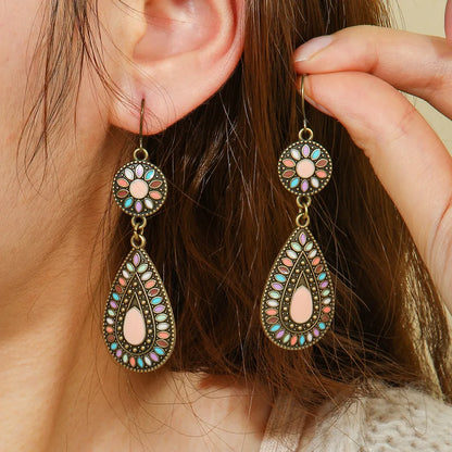 Premium | Peach Oxidised  Drop Earrings