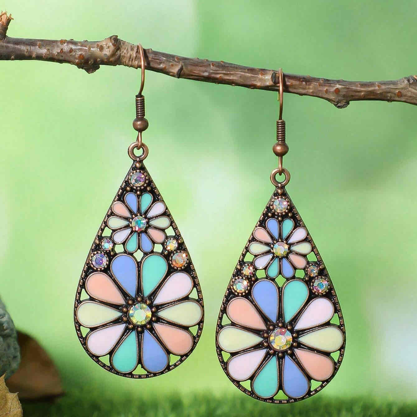 1- Soulful Metal Floral Drops - Teardrop Earrings for Women