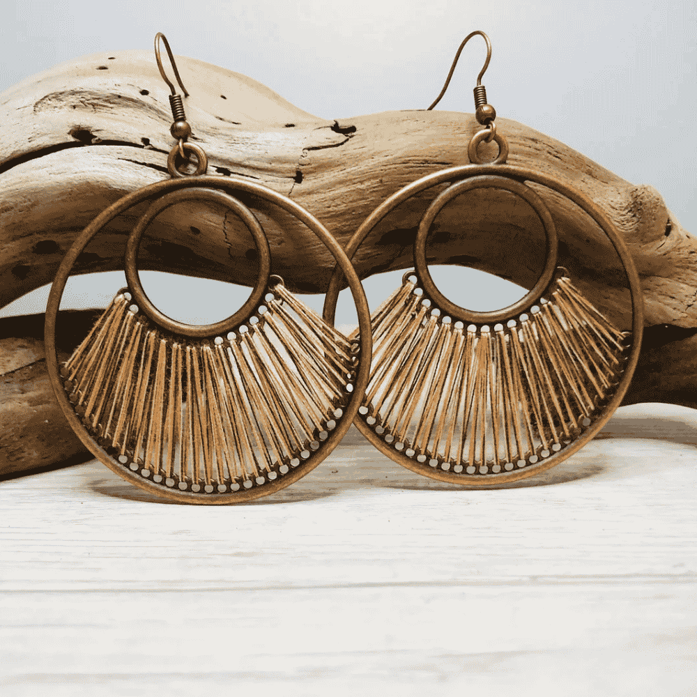 1- Boho Statement Thread Earrings - Handmade Metal Earrings