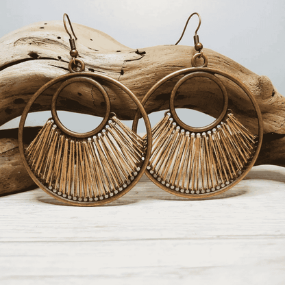 1- Boho Statement Thread Earrings - Handmade Metal Earrings