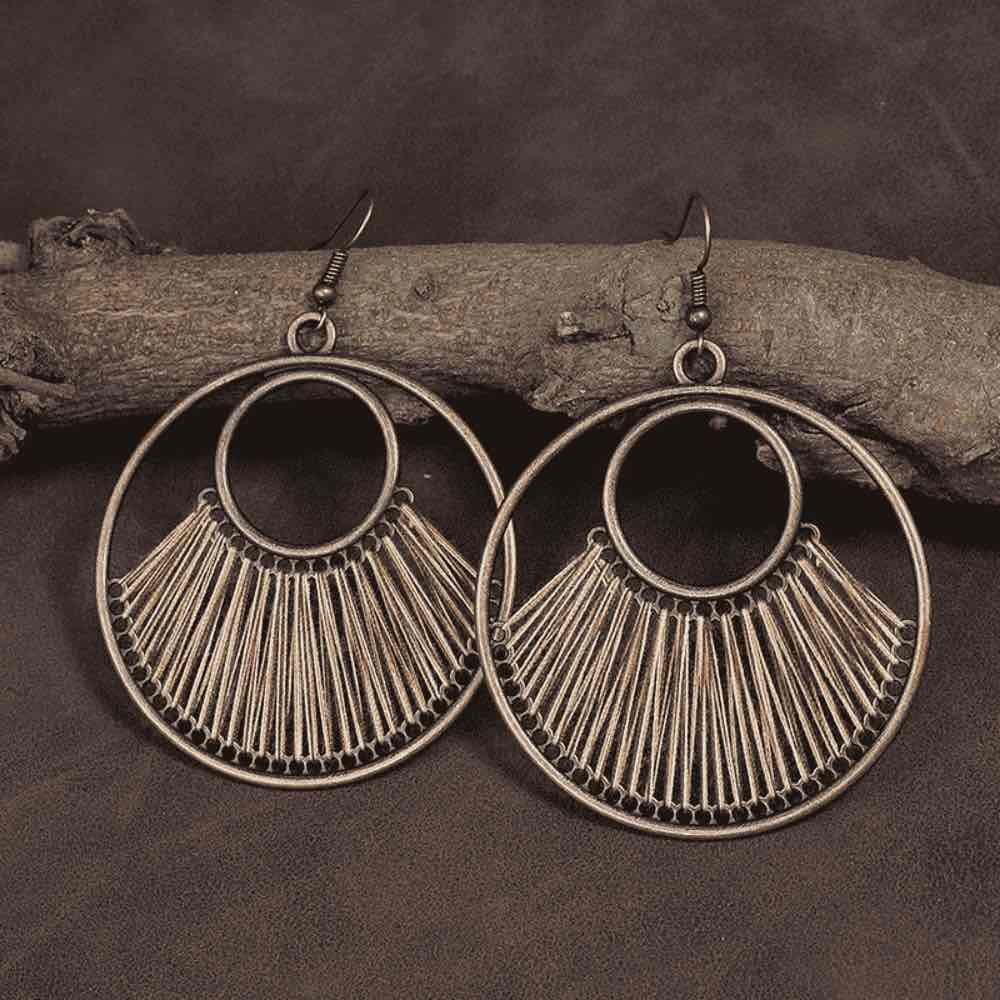 1- Boho Statement Thread Earrings - Handmade Metal Earrings
