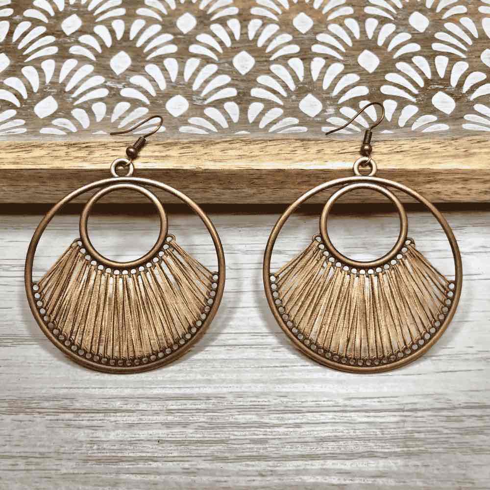 1- Boho Statement Thread Earrings - Handmade Metal Earrings