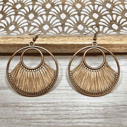 1- Boho Statement Thread Earrings - Handmade Metal Earrings