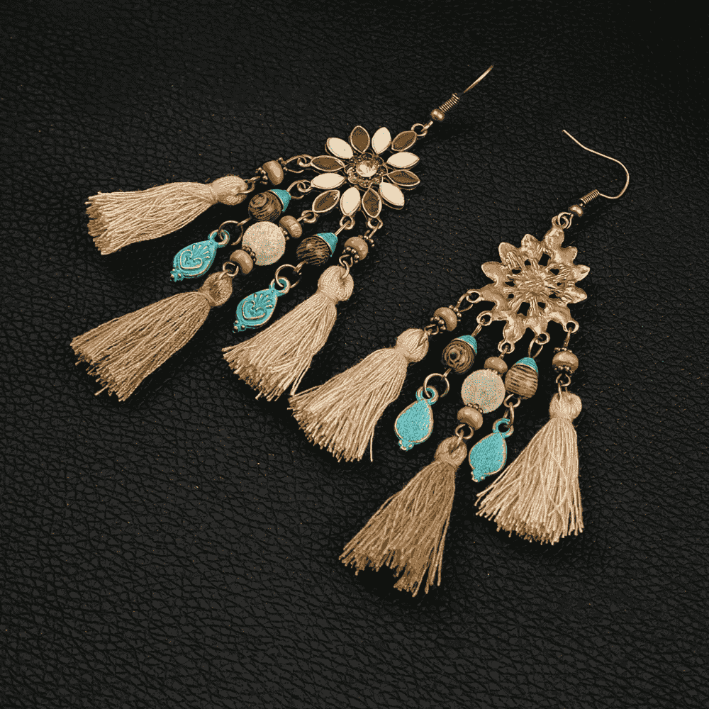 1- Boho Chandelier Earrings - Beaded Tassel Earrings