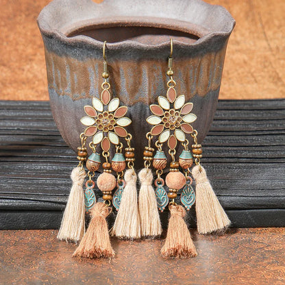 1- Boho Chandelier Earrings - Beaded Tassel Earrings