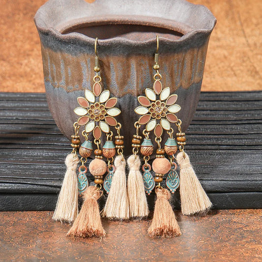 1- Boho Chandelier Earrings - Beaded Tassel Earrings
