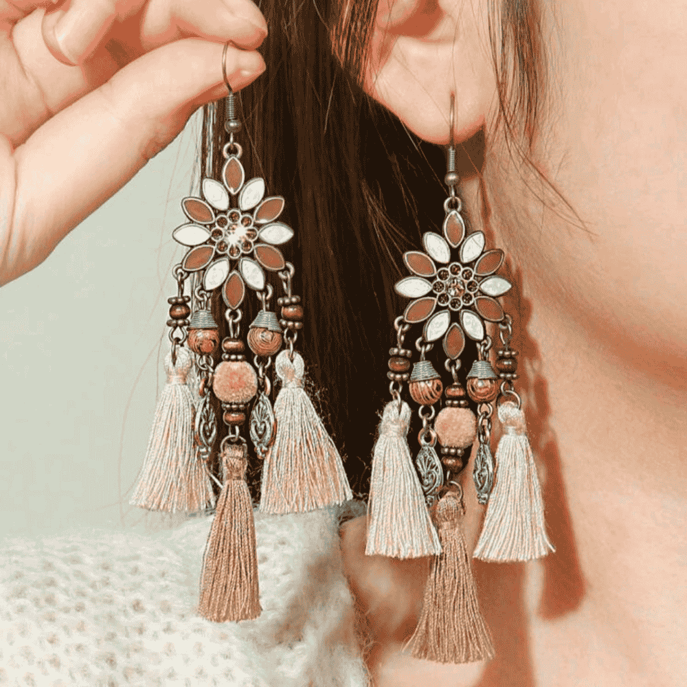 1- Boho Chandelier Earrings - Beaded Tassel Earrings