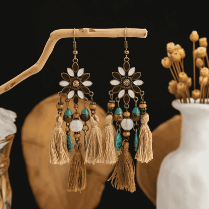 1- Boho Chandelier Earrings - Beaded Tassel Earrings
