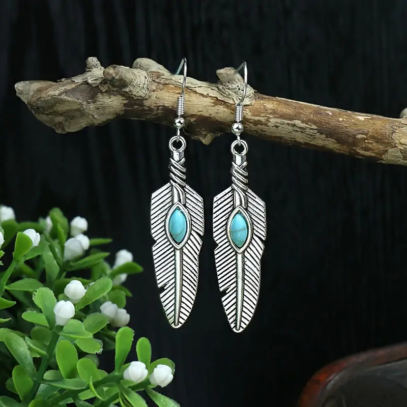 Turquoise Earrings Oxidised - Style 19