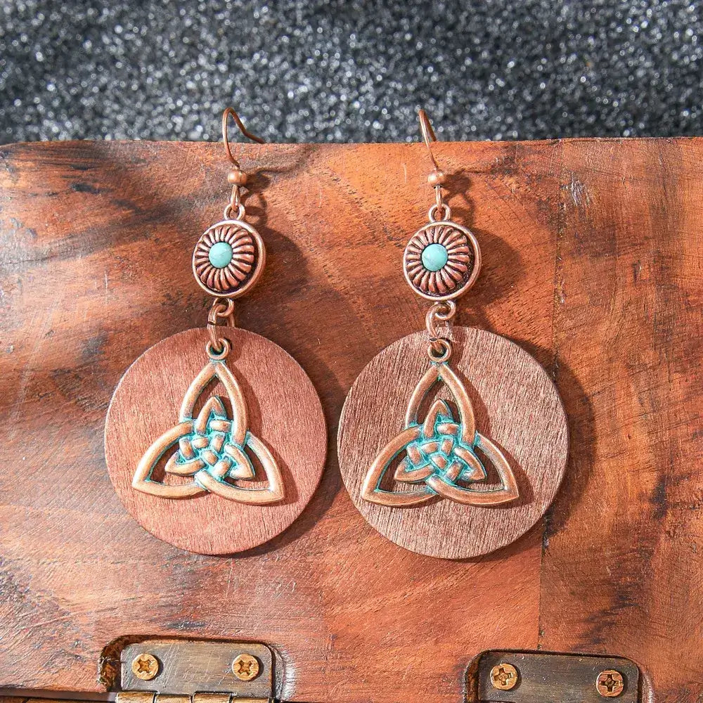 1- Oxidized Metal Celtic Knot Earrings - Bohemian Earrings for Women