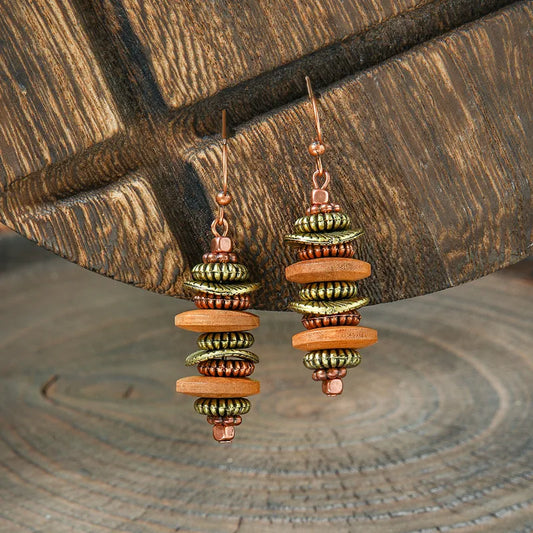 1- Boho Stacked Drop Earrings - Metal Dangle Earrings