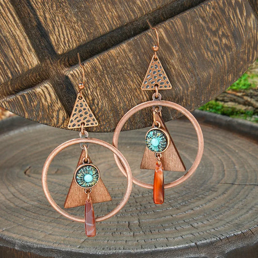 1- Boho Fusion Wooden Hoop Earrings - Boho Earrings for Women