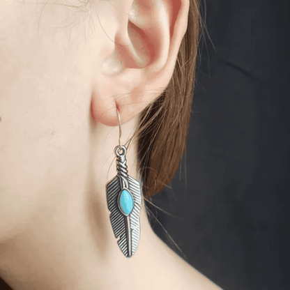 Turquoise Earrings Oxidised - Style 19