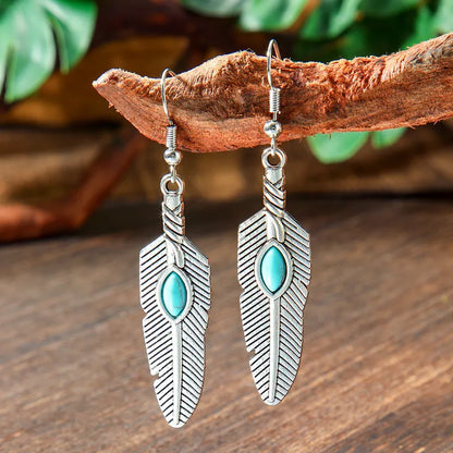 Turquoise Earrings Oxidised - Style 19