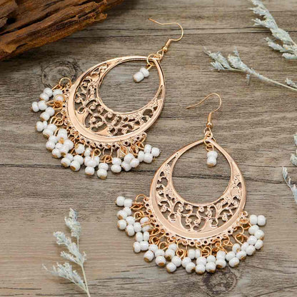 Premium | Ethnic Beaded Earrings - White