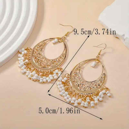 Premium | Ethnic Beaded Earrings - White