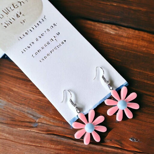 Pink Flower Resin Earrings