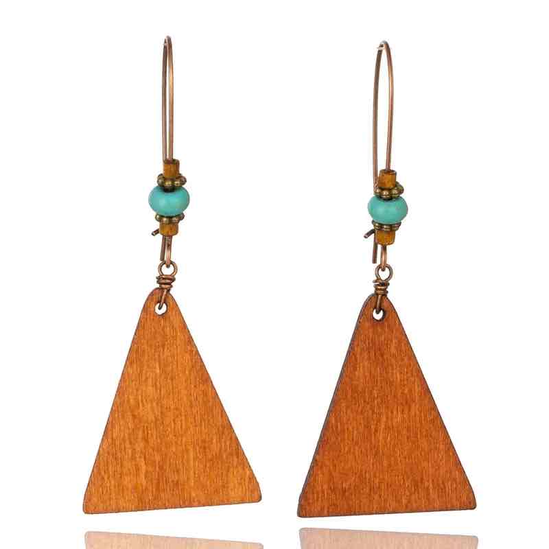 Boho - Wooden Earrings - Long Earrings (Triangular)