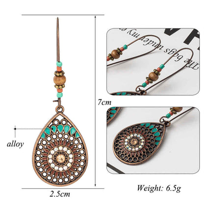 Ethnic Blue - Drop Earrings - Dangle Earring (Round)