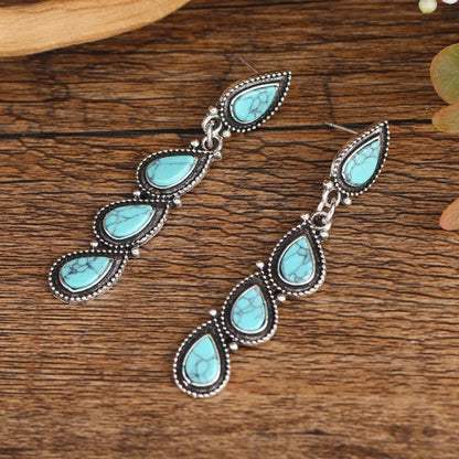 Premium Turquoise Hanging Raindrop Earrings