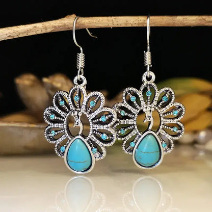 Premium Silver Earrings - Peacock Turquoise Earrings