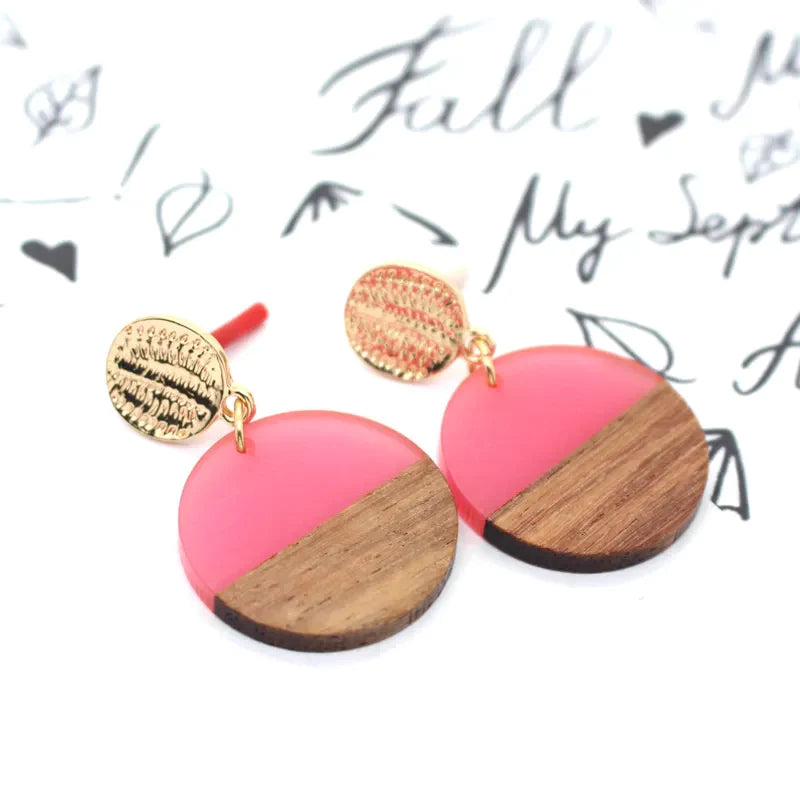 Wood with Resin Art earrings