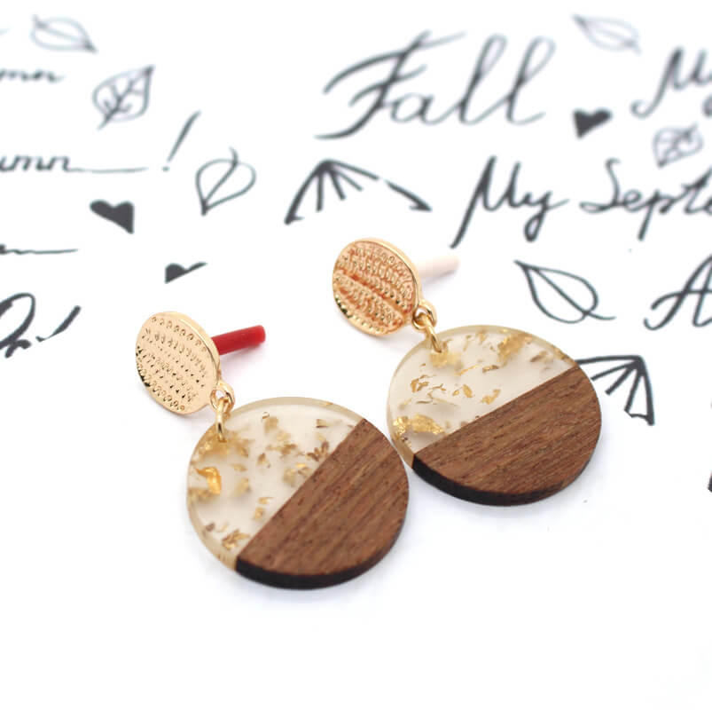 Wood with Resin Art earrings