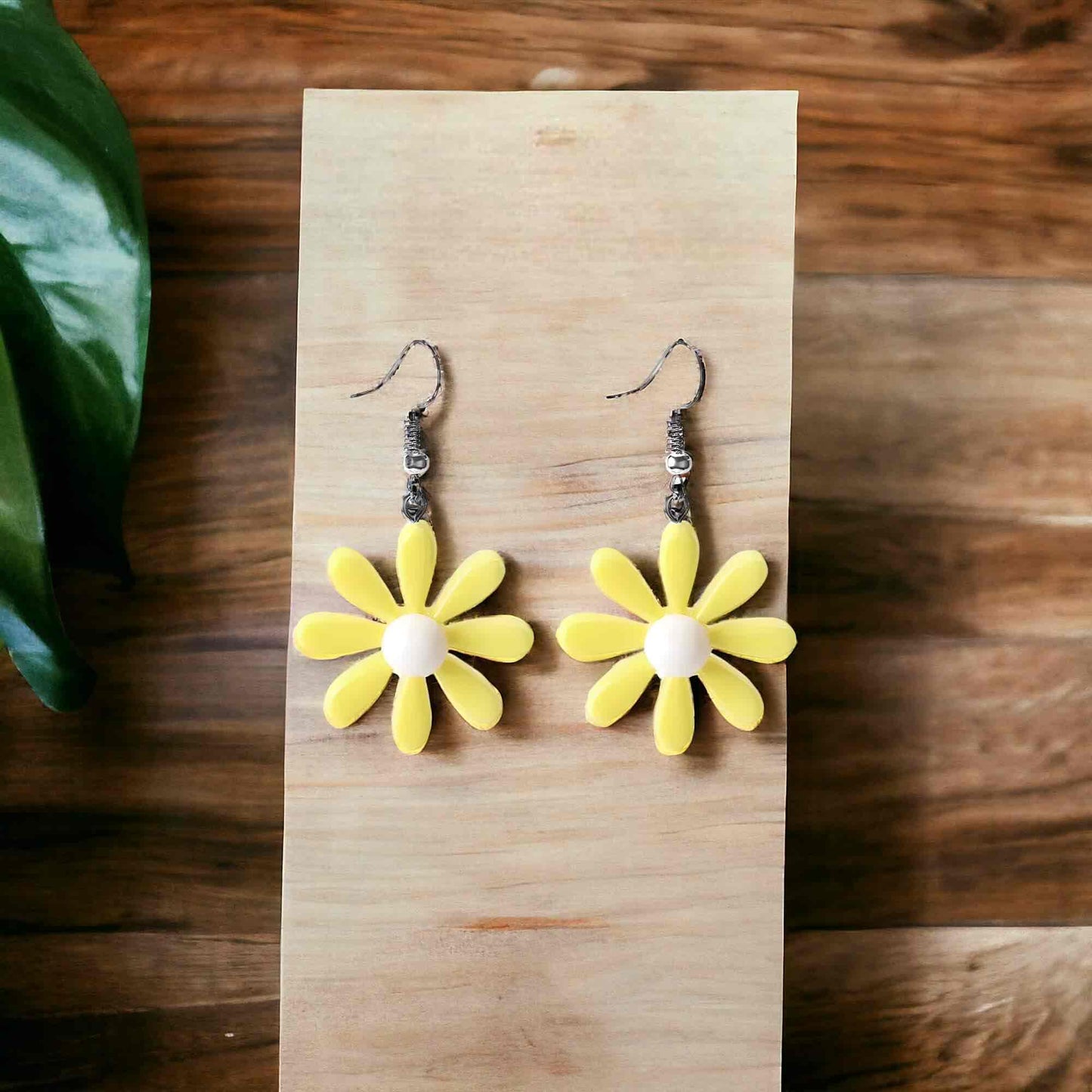 Yellow Flower Resin Earrings